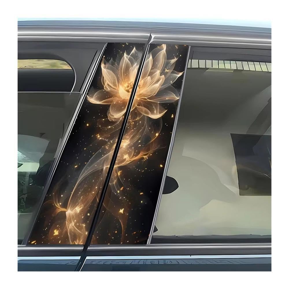 Bertdcx One Color Lotus Sticker For B Pillar Waterproof Decal Elegant Auto Parts
