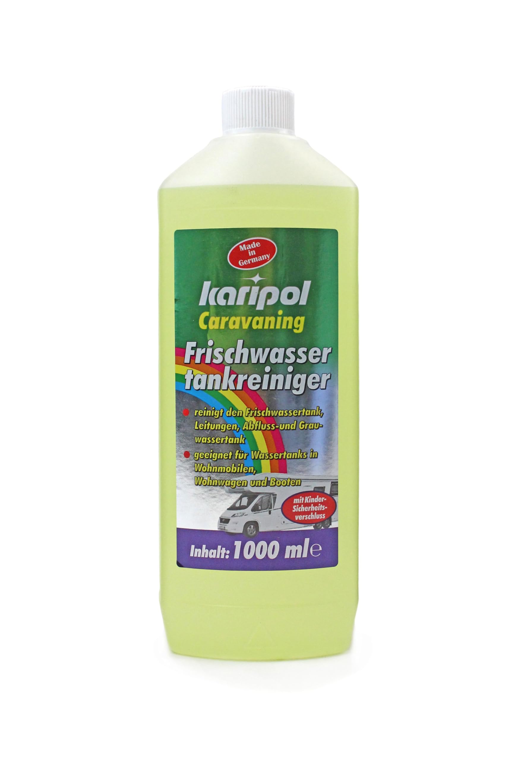 Frischwassertank Reiniger 12 x 1 Liter karipol - reinigt Leitungen, Abwassertank, Abfluss- und Grauwassertank, Pumpen und Boiler, für Wohnmobil Boot Caravan