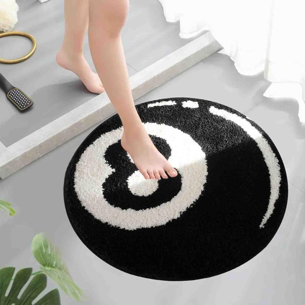 Alfombra Redonda de 8 Bolas Absorbente Antideslizante Suave Lavable a Máquina para Decoración de Fiestas y Salas de Estar Alfombra de Bolas de Billar,B Faux Cashmere,100cmx100cm