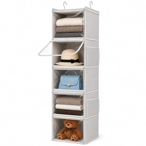 Vailando 5-Shelf Hanging Closet Organizer Clear product photo (Closet Systems) — ScooterReviewPro review