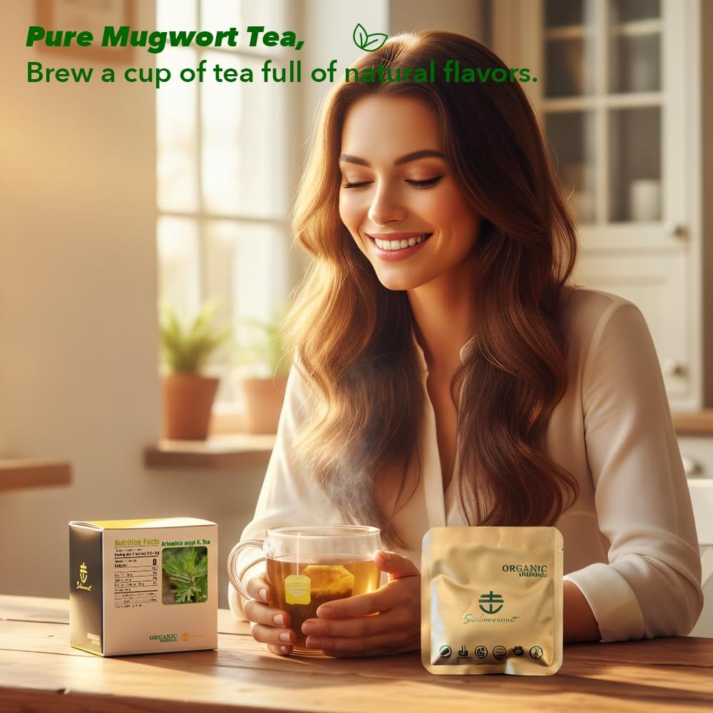 Soilmount - Chinese Mugwort Tea - |Artemisia Argyi|Ai Ye|艾葉|艾蒿| - Pure Herbal Tea - Natural, Organic, Non-GMO, Clean Ingredients, Caffeine Free (18 Tea Bags, Box 1) - Image 4