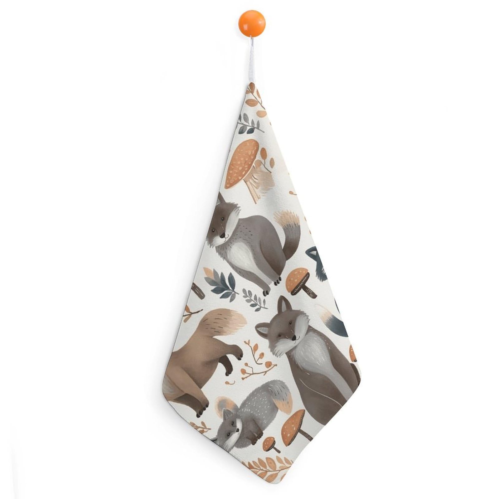 VstaDank Woodland Raccoon Animals Washcloth with Hanging Loop Quick Dry Microfiber Hand Towel Highly Absorbent Wash Cloth Reusable Makeup Remover Cloth Soft Feel Fingertip Towel for Bathroom