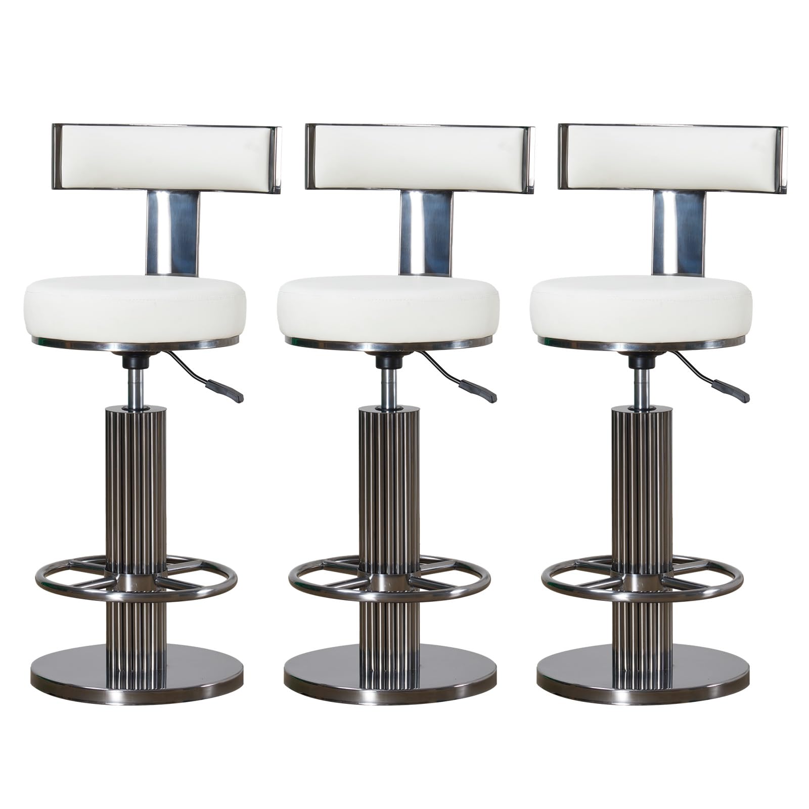 FUNROLUX Bar Stool Set of 3, Adjustable Swivel Counter Height Stools, White