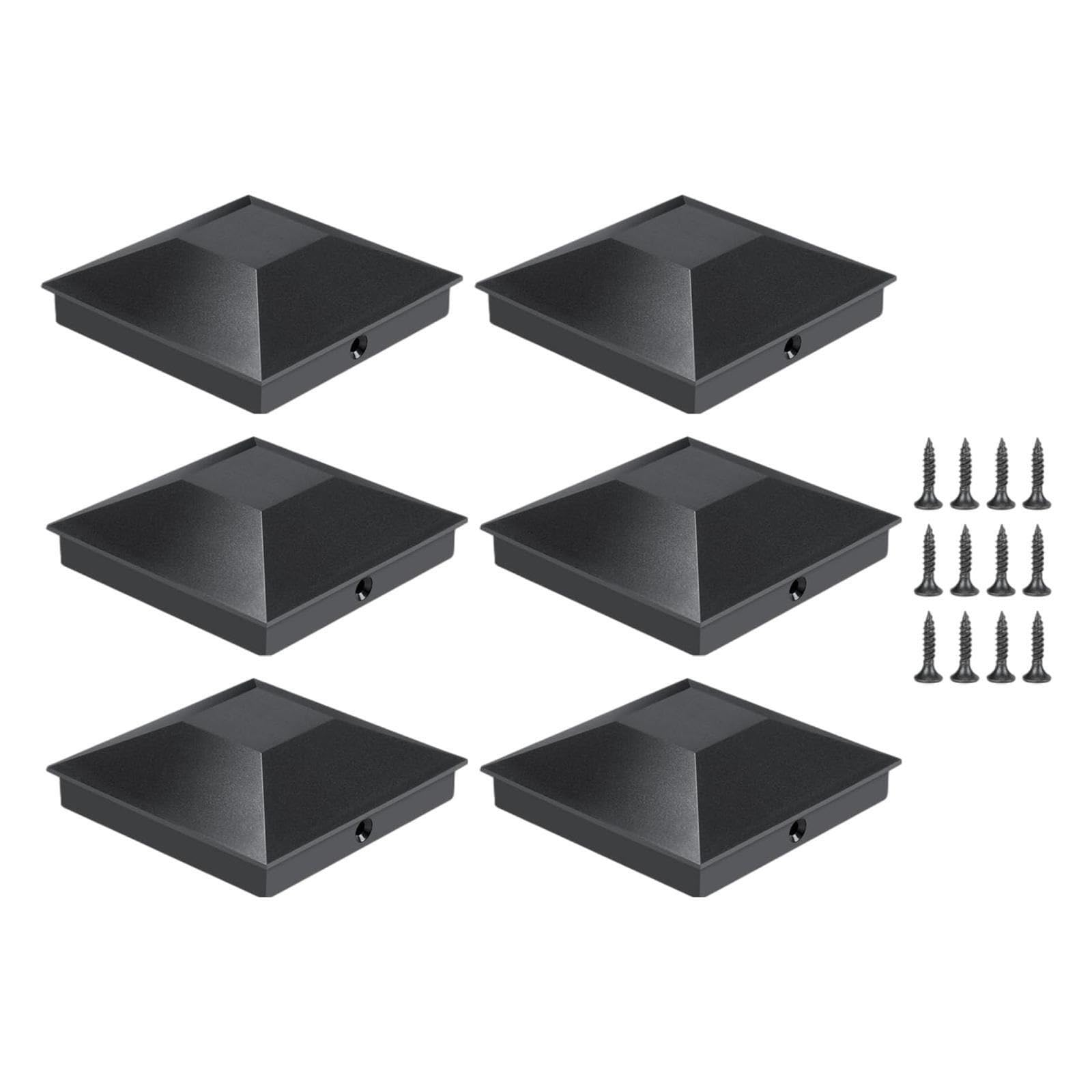 Irgvjifr Black Fence Posat Cap 6Pcs Pyramid Post Caps Replacement Sun Protection Posts Top Fence Toppers For 4X4 Mailbox For Courtyard
