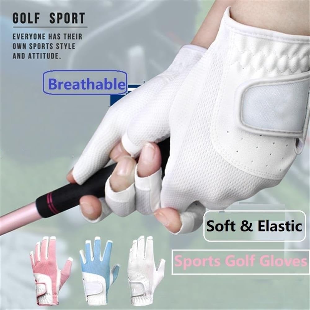 Golfhandschuhe 1Pair Fingerlose Frauen Golfhandschuhe Damen Mode Griffhandschuhe for Golf Wandern Paddeln Fahren Links und rechts Golfhandschuhe Damen(Pink,18)
