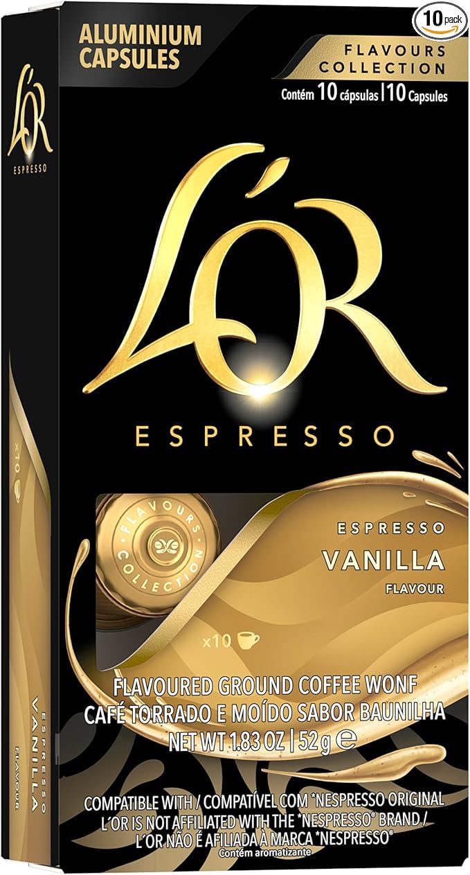 L'OR Espresso Vanilla Flavour Aluminium Coffee Capsules, 10 Count, Flavours Collection, Compatible with Nespresso Original Machines-image-4