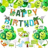 🎈🌿 Verde con plena vitalidad para obsequios de fiesta con temática de la jungla. sus hijos tendrán una emocionante y memorable fiesta de cumpleaños de dinosaurios en la jungla.