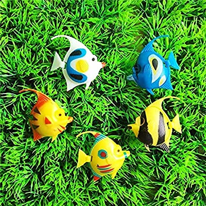 Artificial Decorative Plastic Floating Colorful Fishes for Aquarium Pack of 5 2