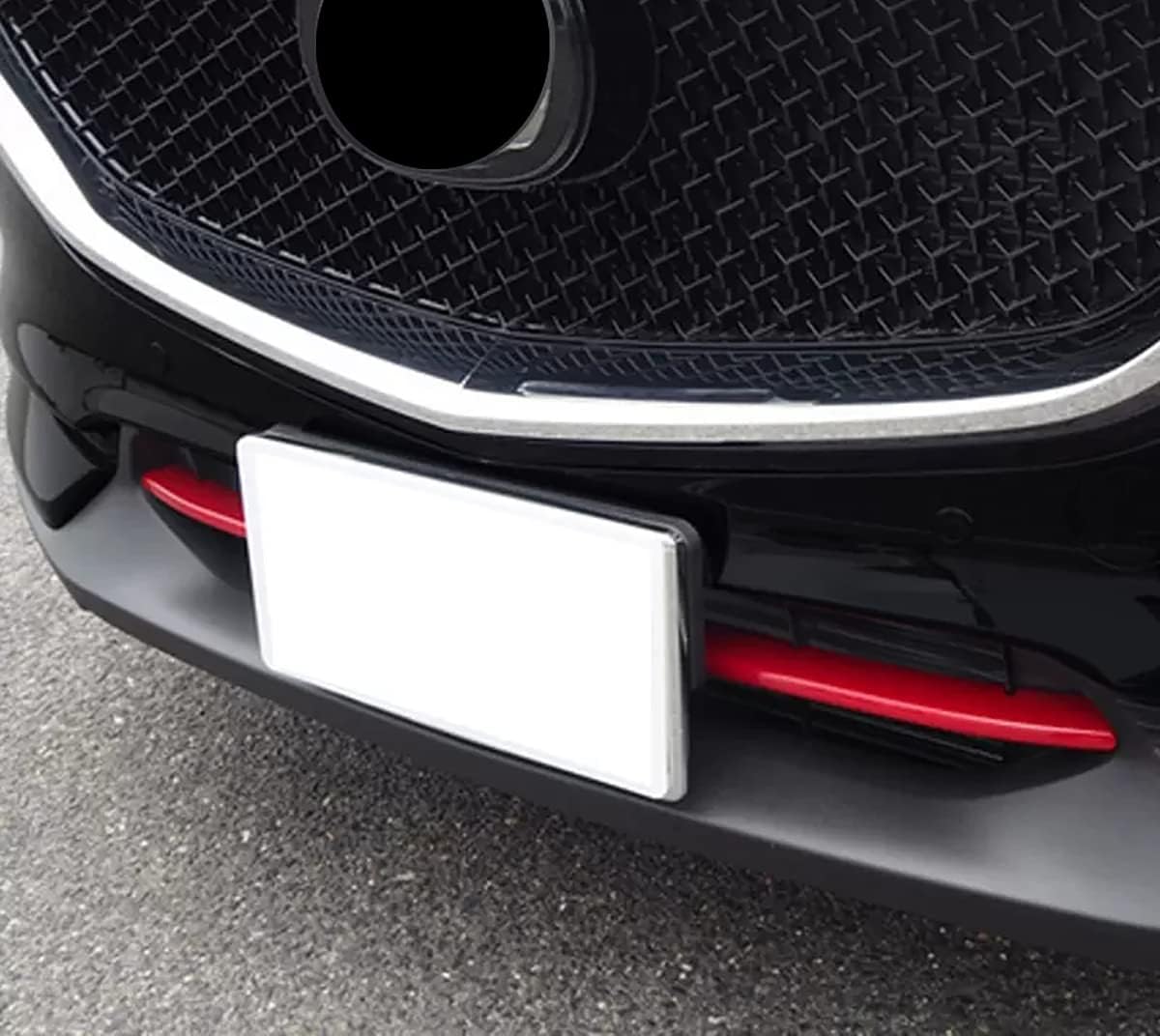 Car Accessories Fit For Mazda CX-5 CX5 2017 2018 2019 2020 2021 Exterior Front Lower Center Grille Grill Cover Trim Molding (Red) ABS 2 PCS