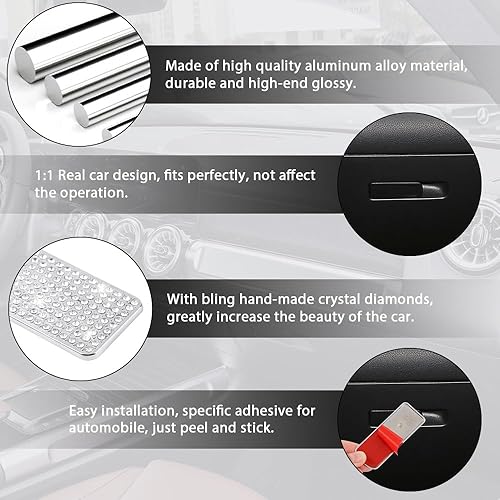 Miniatura 3 de Caja de almacenamiento de accesorios brillantes para automóvil Mercedes Benz, cubierta de botón compatible con Clase A, CLA GLA GLB GLE 2023 2022,