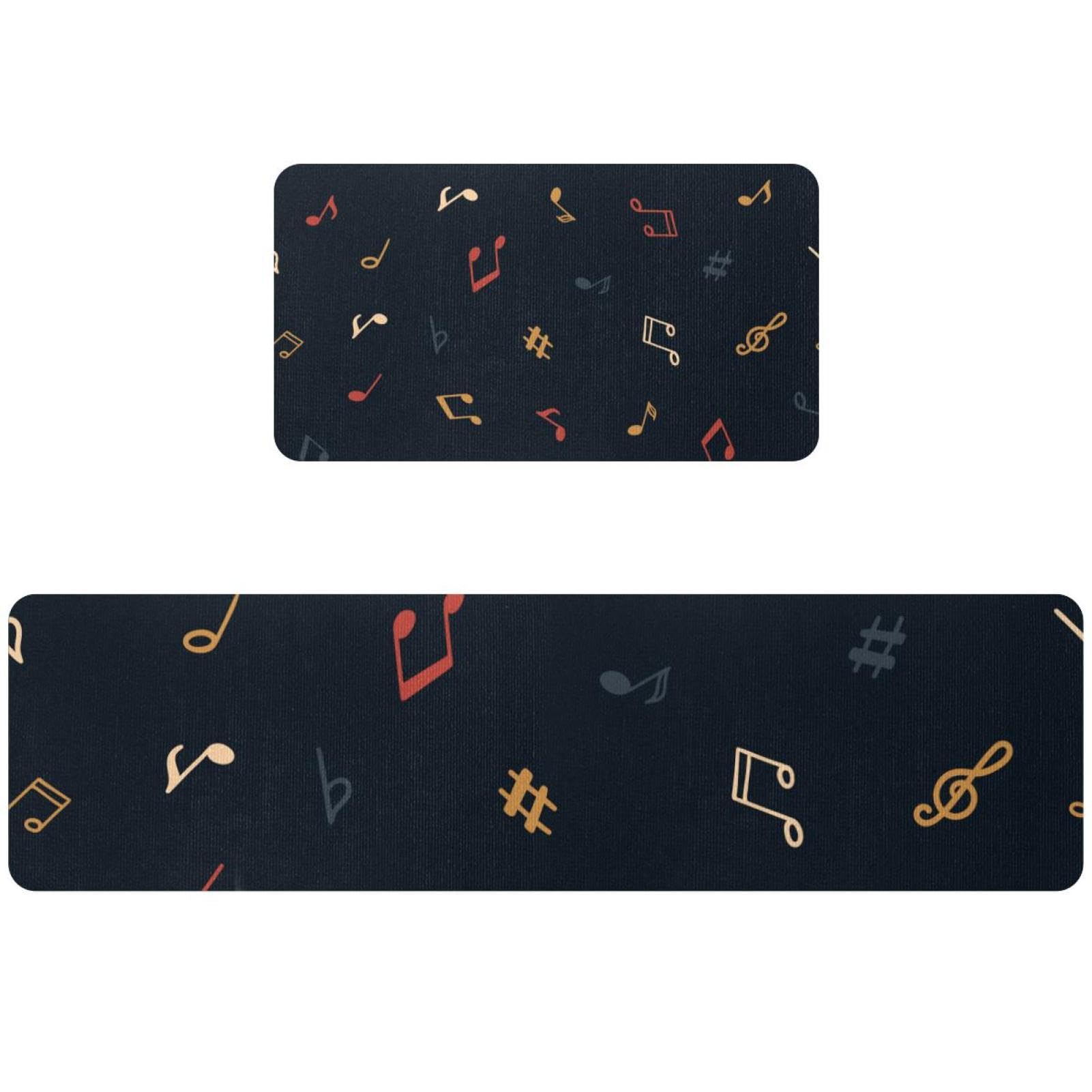 Tapete de cocina absorbente y lavable alfombra de 2 piezas antideslizante con notas musicales