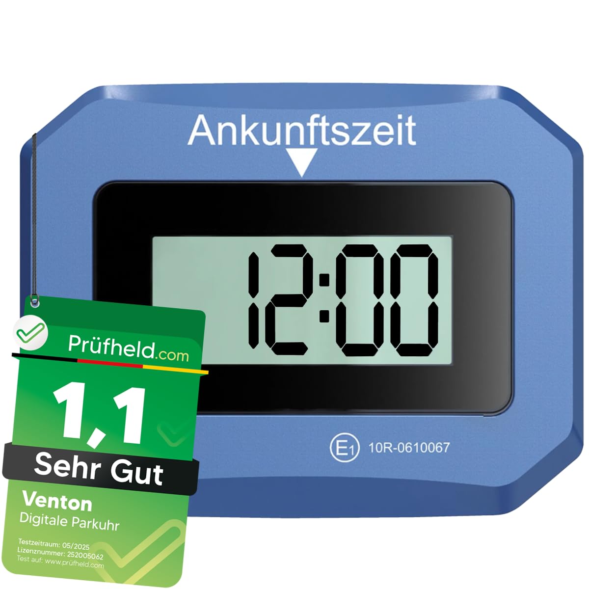 VENTON [ Test SEHR GUT, Note 1.1 Elektronische Digitale Parkscheibe mit Zulassung, Automatische elektrische Parkuhr, Auto Zubehör Innenraum
