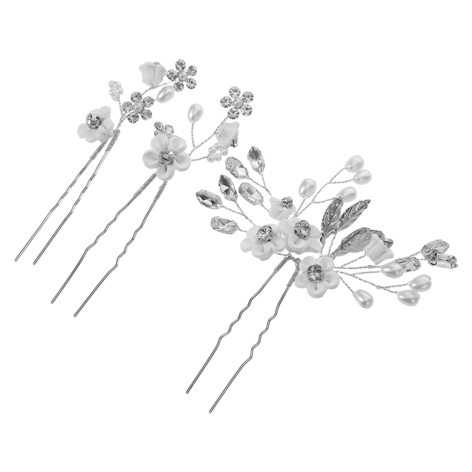 15 Teiliges Braut Haarnadeln mit U-förmigen Perlen und Strass Blumen Sichere Haarnadeln für Hochzeit Eleganter Haarschmuck für Braut und Hochzeitsfrisuren