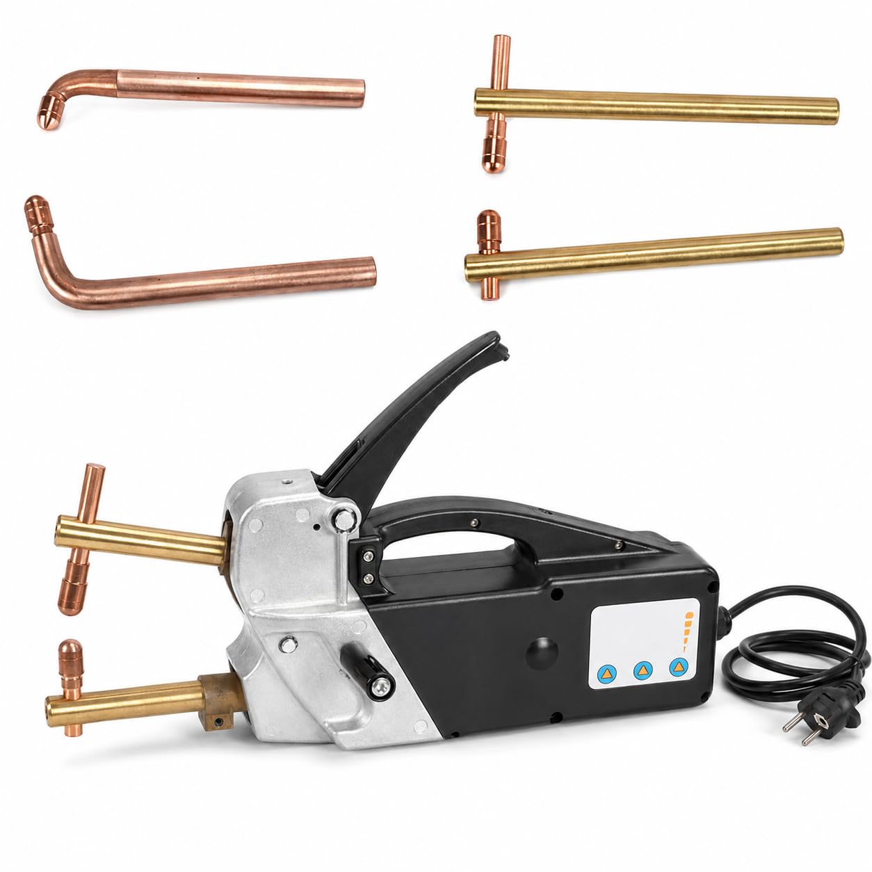 Soldadora eléctrica por puntos, máquina de soldadura por puntos de doble cara con pistola de punta de mano para acero suave, reparación de chapa y trabajo de carrocería