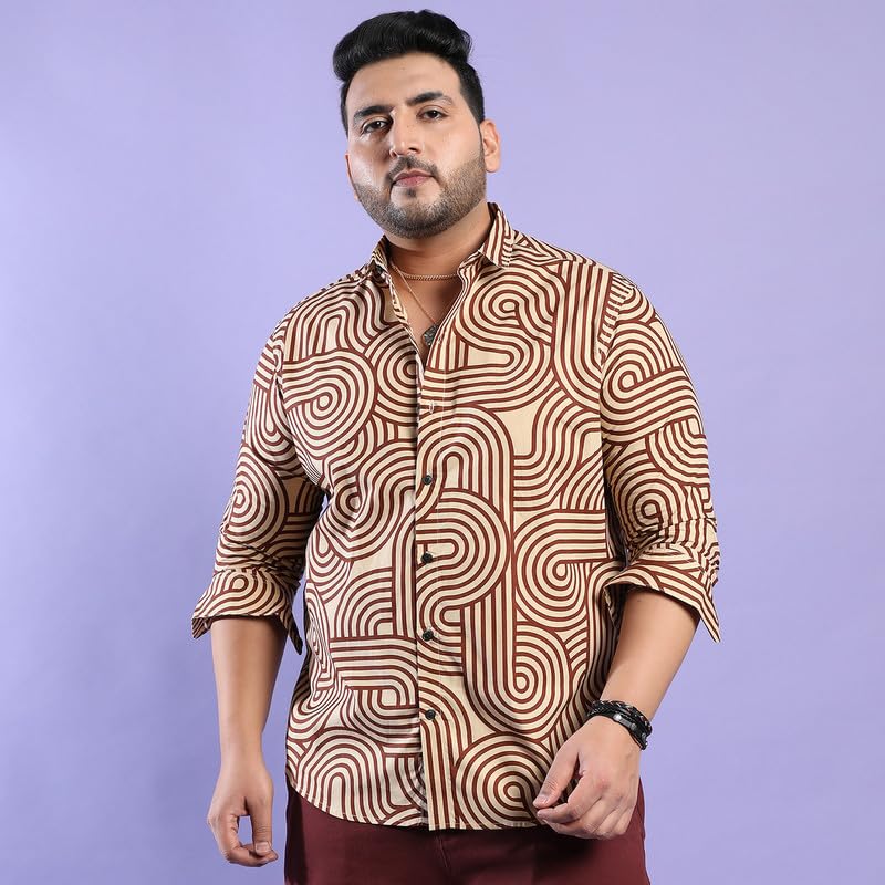 Image of Instafab Plus Men's Shirt for Casual Wear | Spread Collar | Button Closure | Plus-Size Fit | Short Sleeve | Cotton Shirt Crafted with Comfort Fit for Everyday Wear