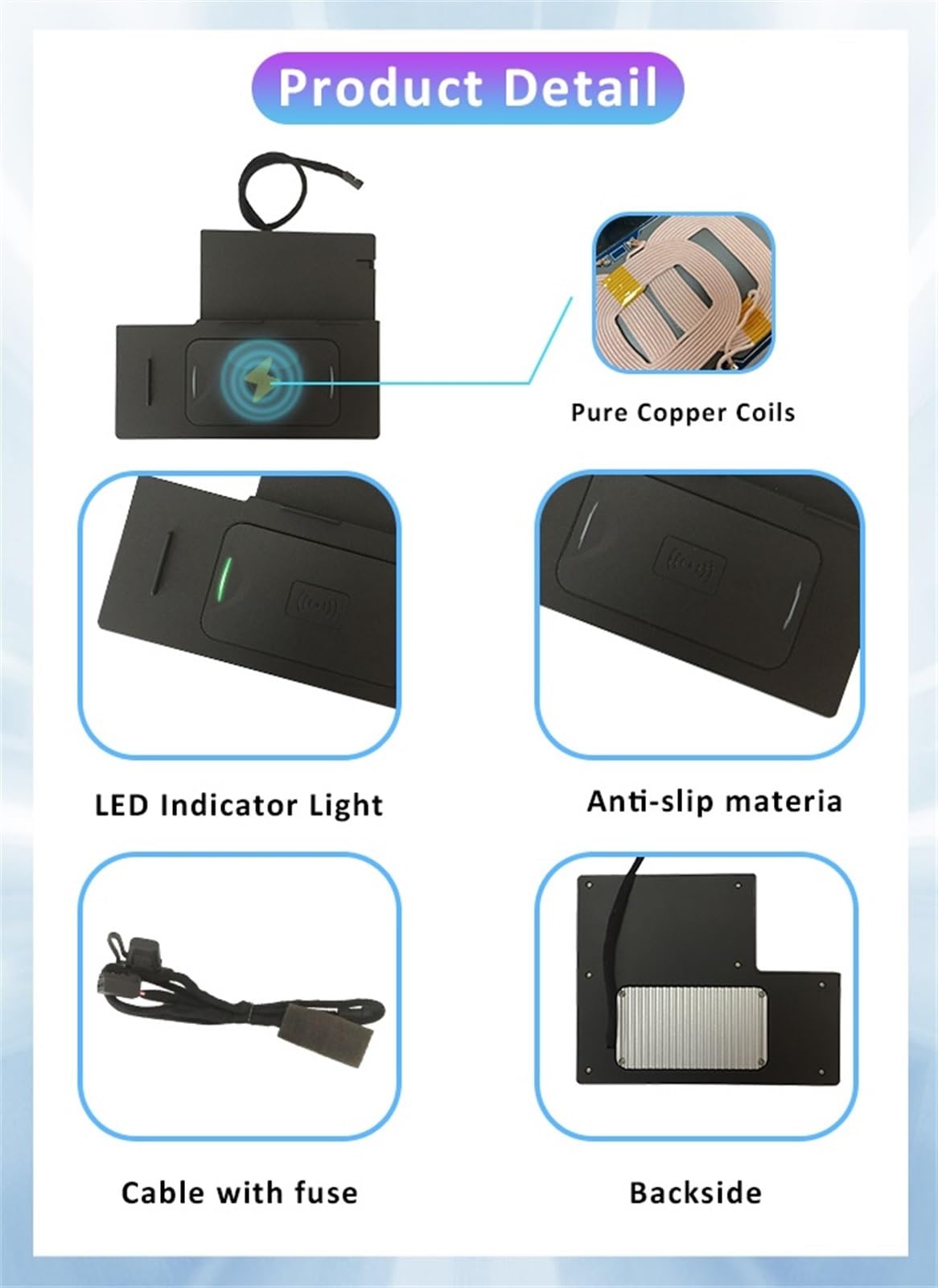 Ładowarka samochodowa Qi bezprzewodowa, do, A4 B9 A5 A6 C7 A7 Adapter ładowania Tacka Panel telefon Se Szybka płytka ładująca
