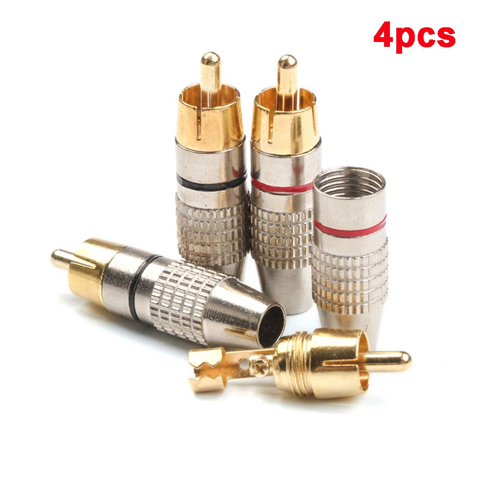 4 Pezzi Connettori RCA 270 Senza Saldatura – Spine AV Loto Per Audio/Video – 2 Rossi + 2 Neri - 6