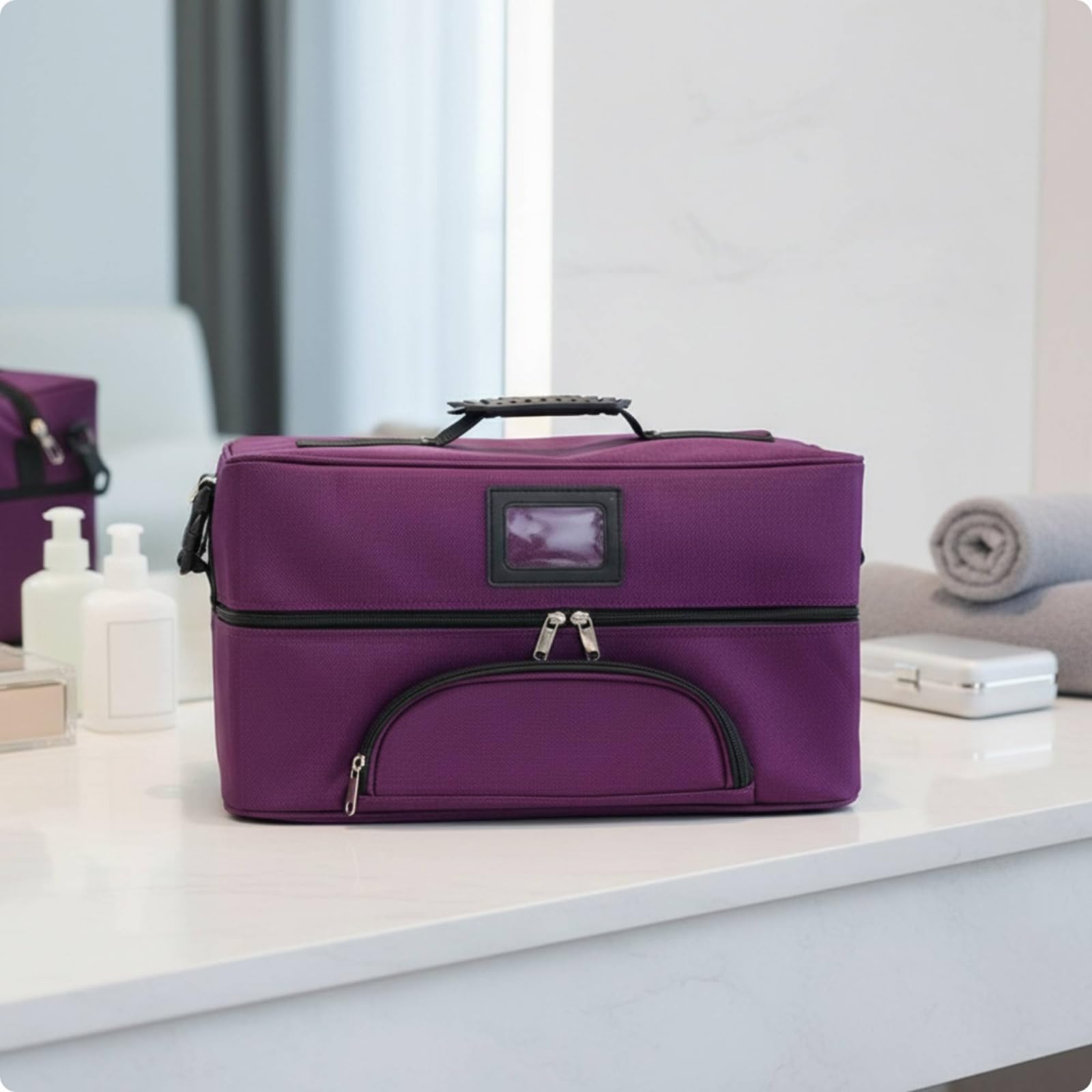 Borsa Cosmetica da con Multi Tasche Portatile Beauty Case da Morbido Trousse Trucchi Organizer per Routine Quotidiana, Nero