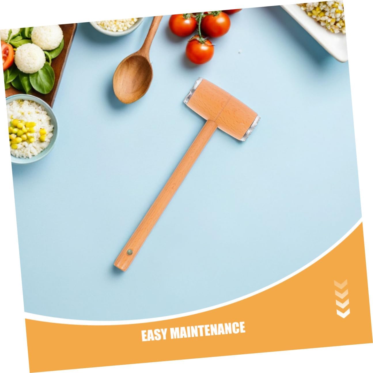 SECFOU 2pcs Wood Meat Tenderizer Mallet with Beech Handle Dual-sided Aluminum Caps Kitchen Pounder for Steak, Beef, Poultry Tenderizing and Flattening Meat Mallet Tool
