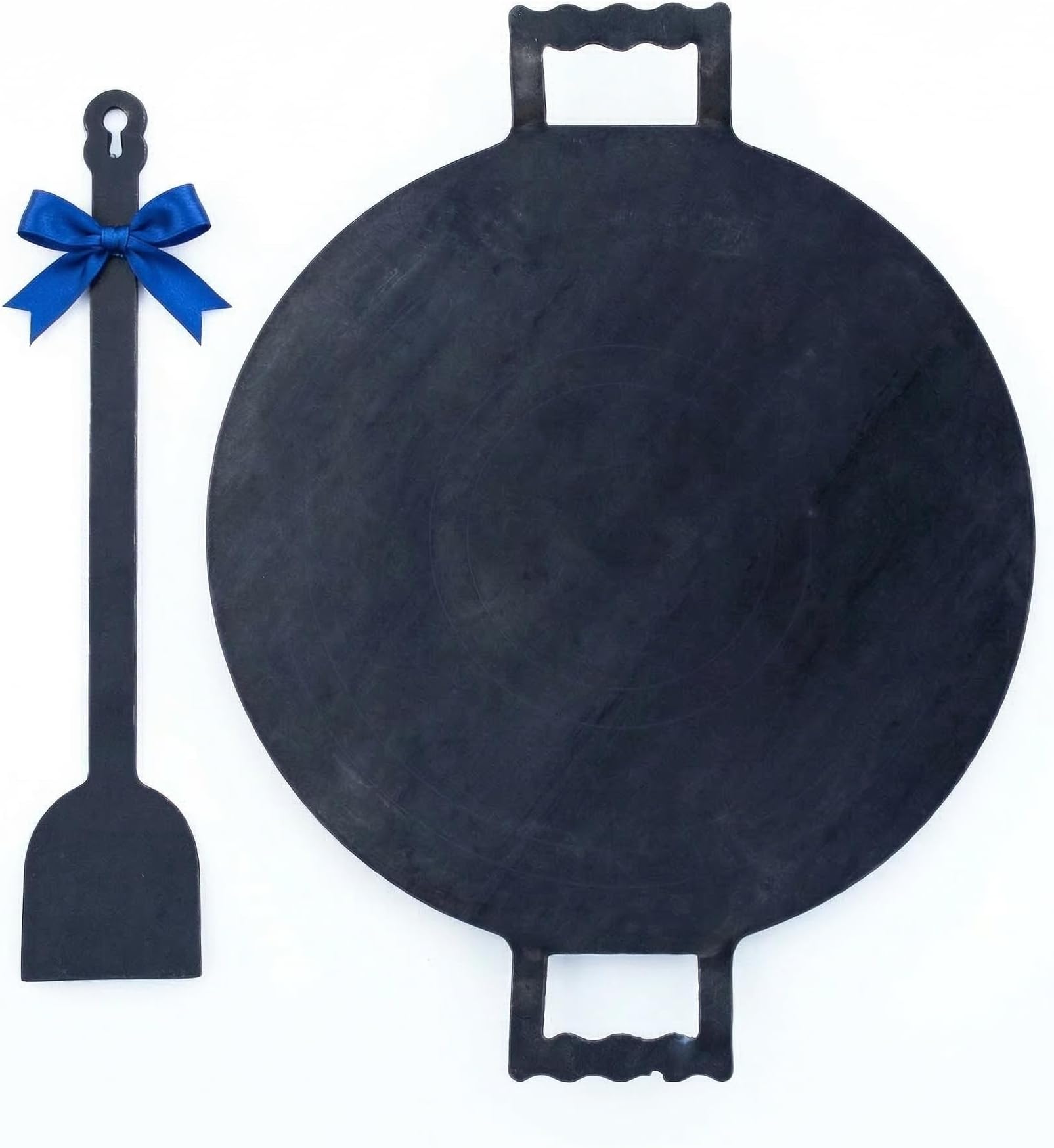 Iron Dosa Tawa with Free Turner - 12 Inch, Round, Heavy Duty Tawa for Crispy Dosas, Paratha & Chapati, Natural, Even Heat Distribution, No Chemical Coating - Black