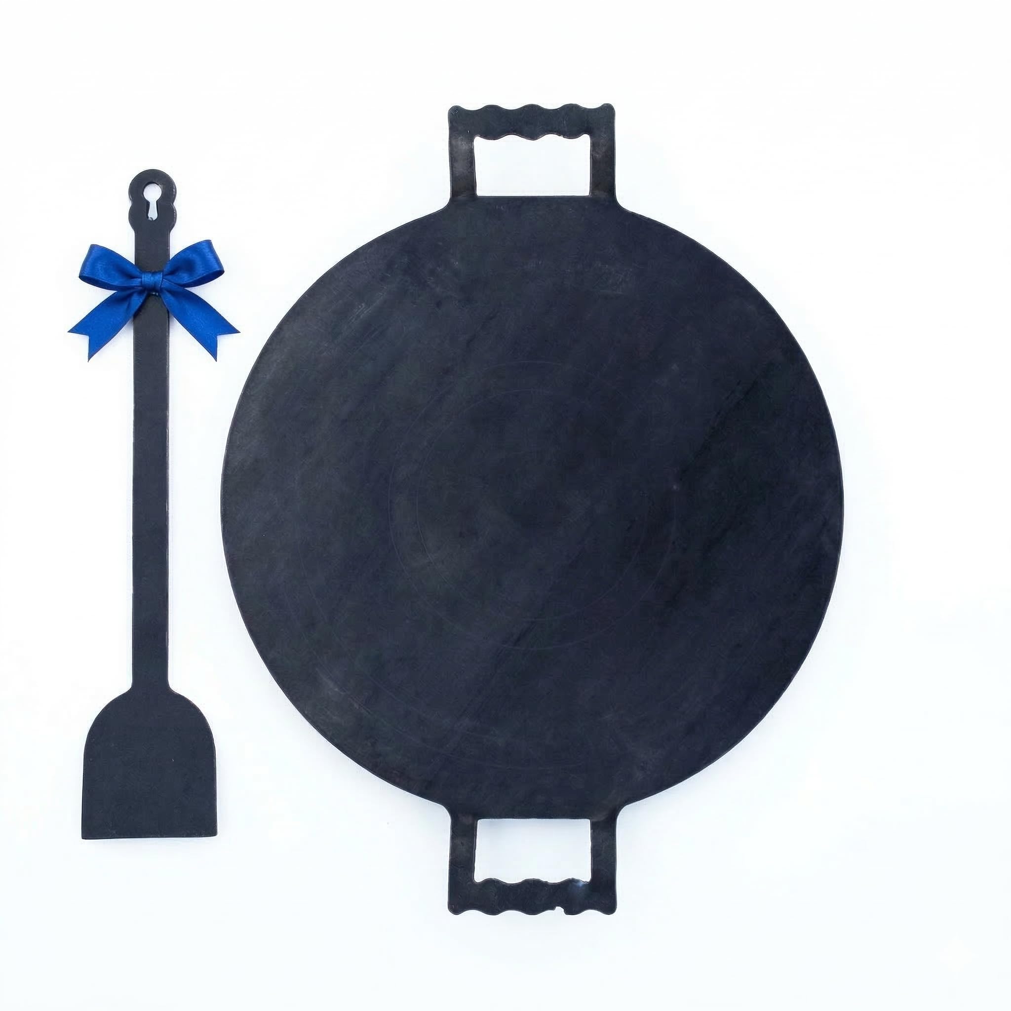 Nakshathra Iron Dosa Tawa with Free Turner - 12 Inch, Round, Heavy Duty Tawa for Crispy Dosas, Paratha & Chapati, Natural, Even Heat Distribution, No Chemical Coating - Black