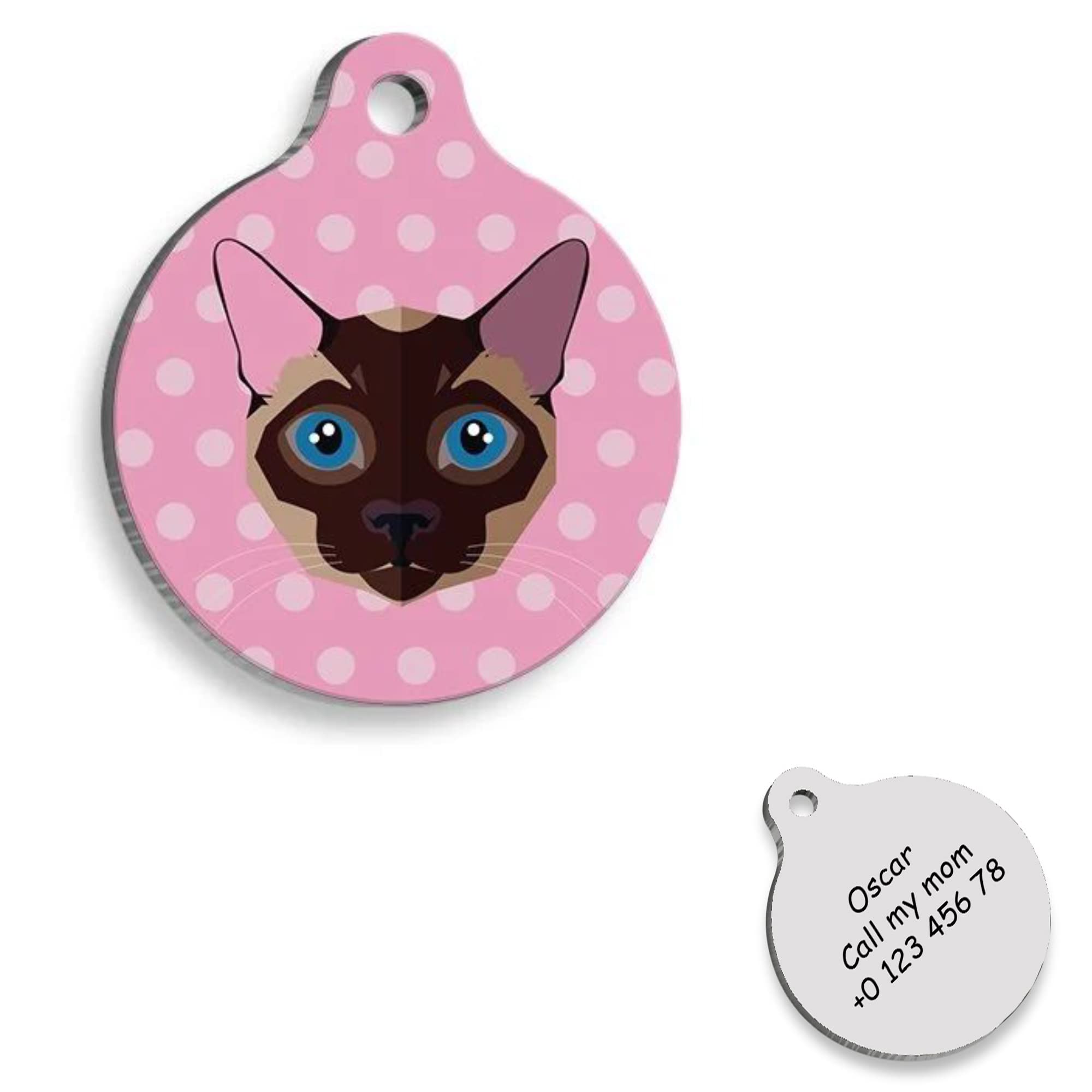 Siamese Cat id Tag Heart - Cat Personalized Dog Tag - Cat Custom Name Tag - Customized Pet Tags - Cat Name id Tag for Dog - Cat Name Tag