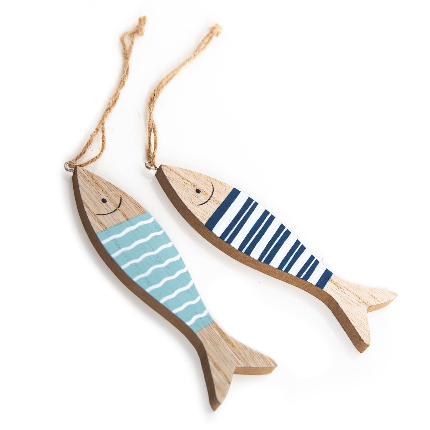 Logbuch-Verlag 10 kleine Geschenke für Gäste Kommunion Tischdeko give-away blau Konfirmation Fische Holz 8,5 x 5,5 cm