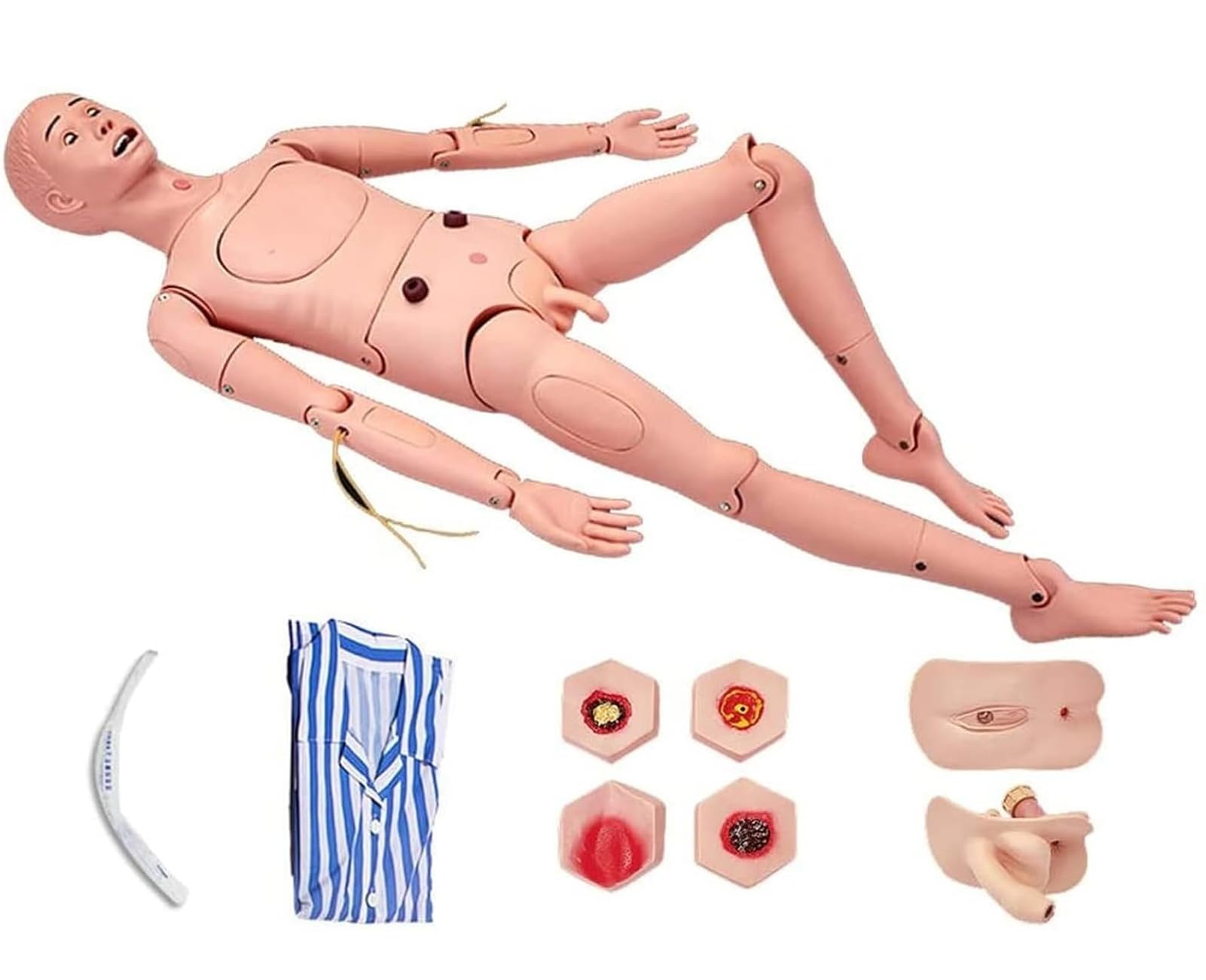 EPKFHNFX Training Manikin Patient Care Simulator with Interchangeable Genitals Bedsore Modules for Nursing Medical Training Teaching Medical Supplies,Male