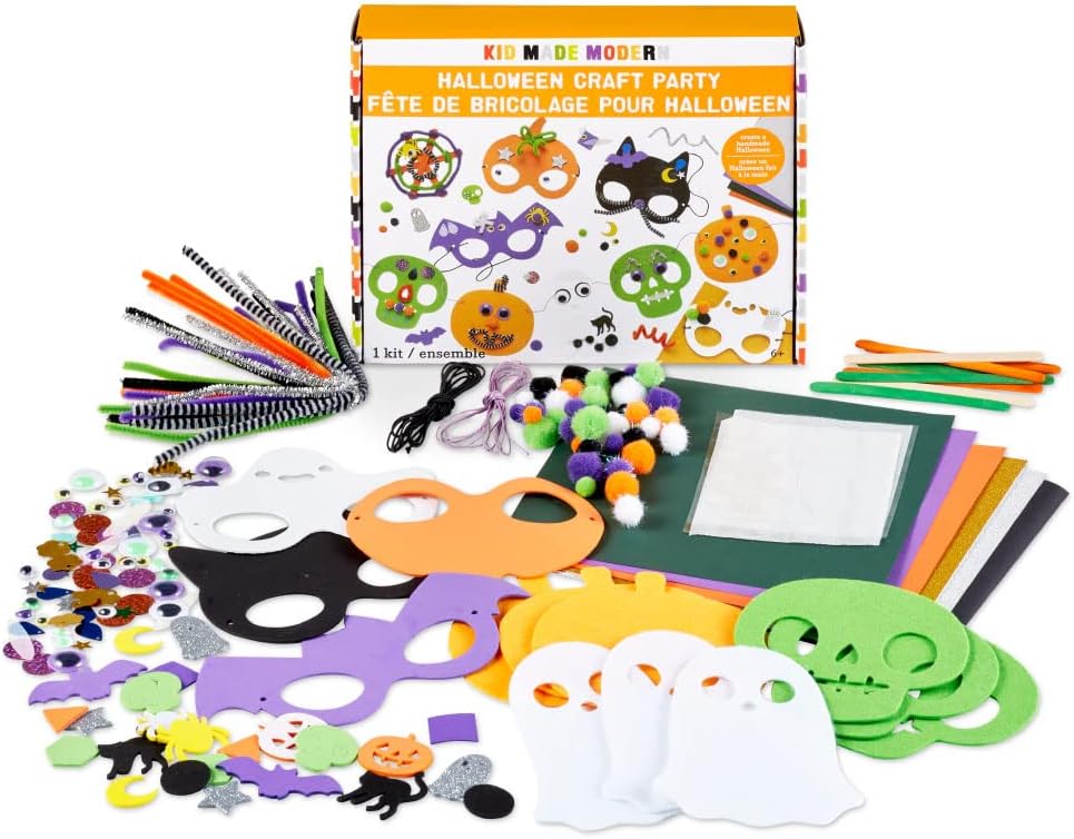 Kid Made Modern Halloween Craft Kit for Kids Ages 6+ - 200+ Pieces DIY Arts and Crafts Kit for Art Projects - Halloween Activities Decorating Kit for Classroom