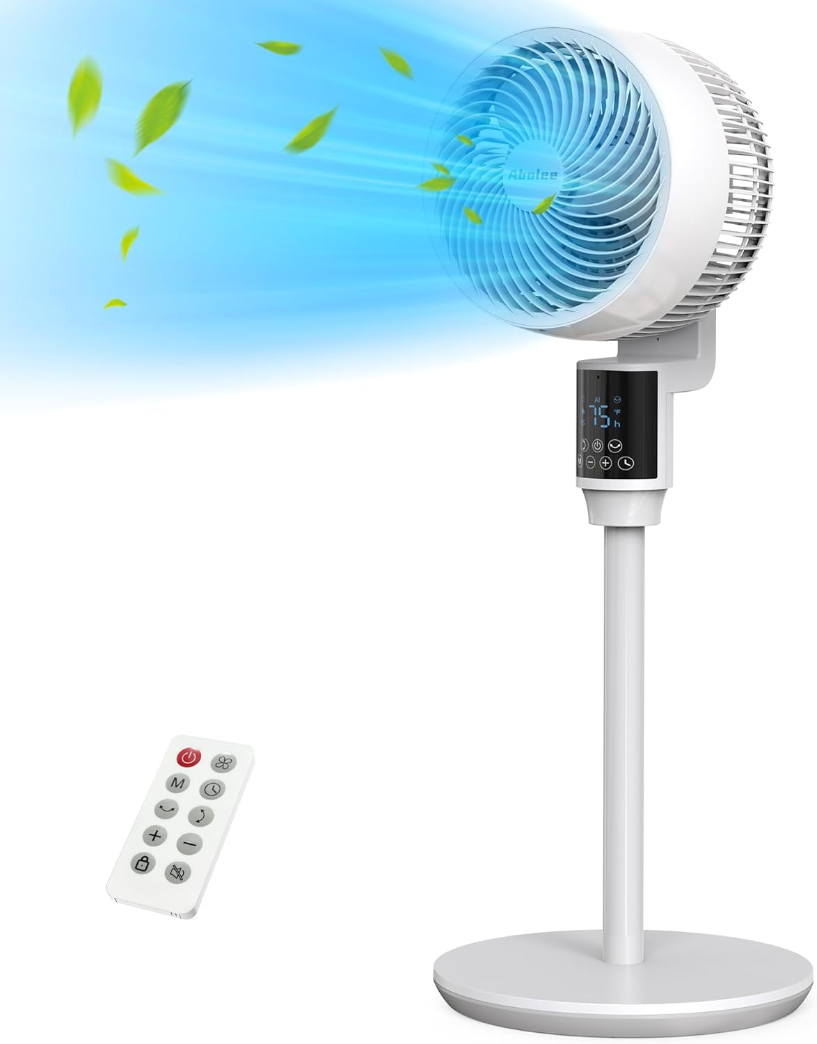 Pedestal Fan for Bedroom, Pedestal Fan with Remote, 80ft Air Circulator for Whole Room, 4 Speeds, 3 modes, 24H Timer, 36"fan, 70°+80° Oscillating Quiet Standing Fans for Bedroom, Kitchen, Home, White