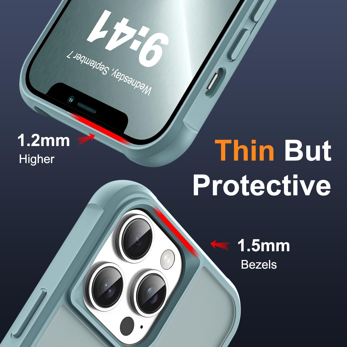 SKYLMW Funda translúcida compatible con iPhone 12 Pro Max y iPhone 13 Pro Max de 17 cm, con soporte magnético redondo invisible, compatible con MagSafe, excelente agarre, azul