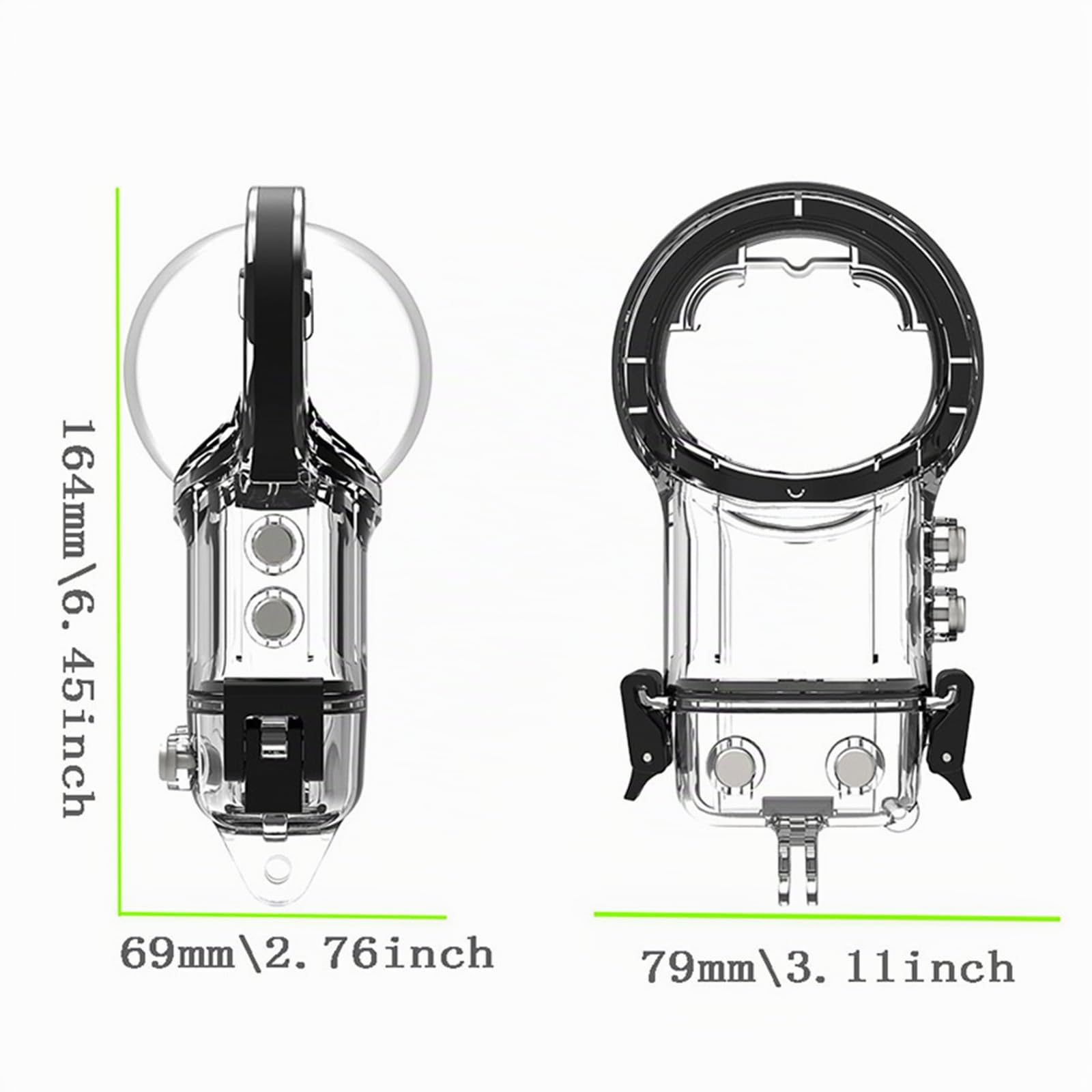 40M/131FT Custodia Impermeabile per Insta360 X5 Custodia per immersione con fotocamera panoramica Custodia protettiva subacquea Gabbia per conchiglie con adattatore per porta a vite da 1/4