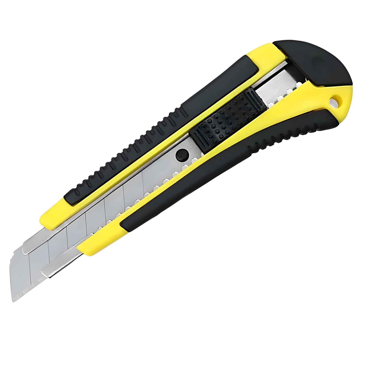 MECHDEL Utility Knife – Retractable Box Cutter with 18mm Wide Sharp Blade | Smooth Auto-Lock Mechanism for Cutting Cartons, Cardboard & Boxes | Perfect for Office & Home Use (Yellow Cutter)| Made in India 8