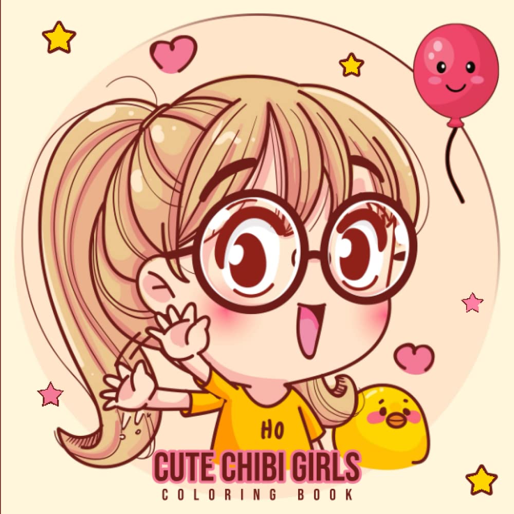 Cute chibi girls coloring book for kids: kawaii girls and animals for coloring for kids, Size 8.5*8.5 inch, Cute Anime Characters Coloring Page For Kids