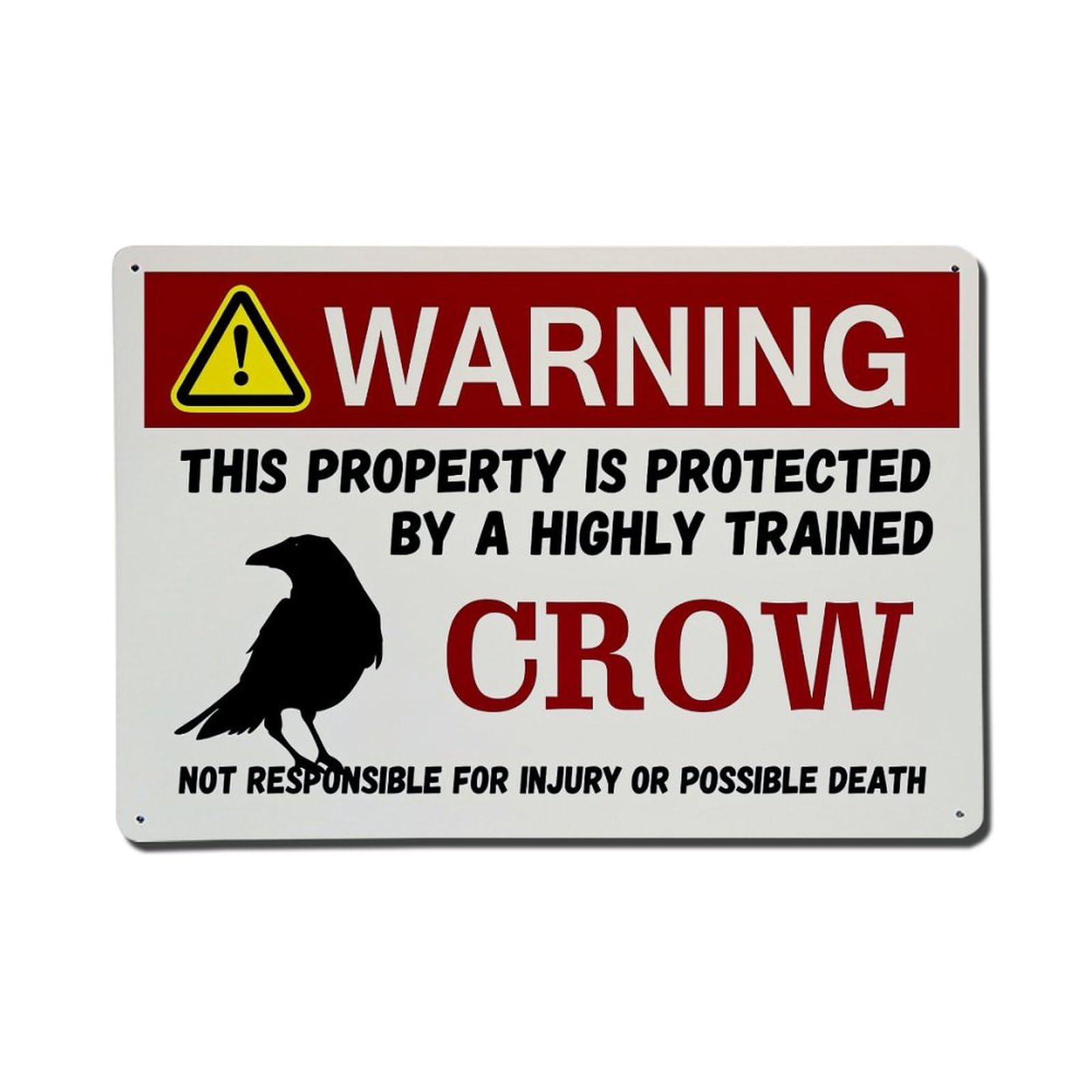 Jdfenggu Vintage Warning Sign With Crow Silhouette Retro Metal Tin Sign, Metal Poster For Bar, Home, Man Cave, Kitchen, Laundry Room Art Decor 8X12 Inch