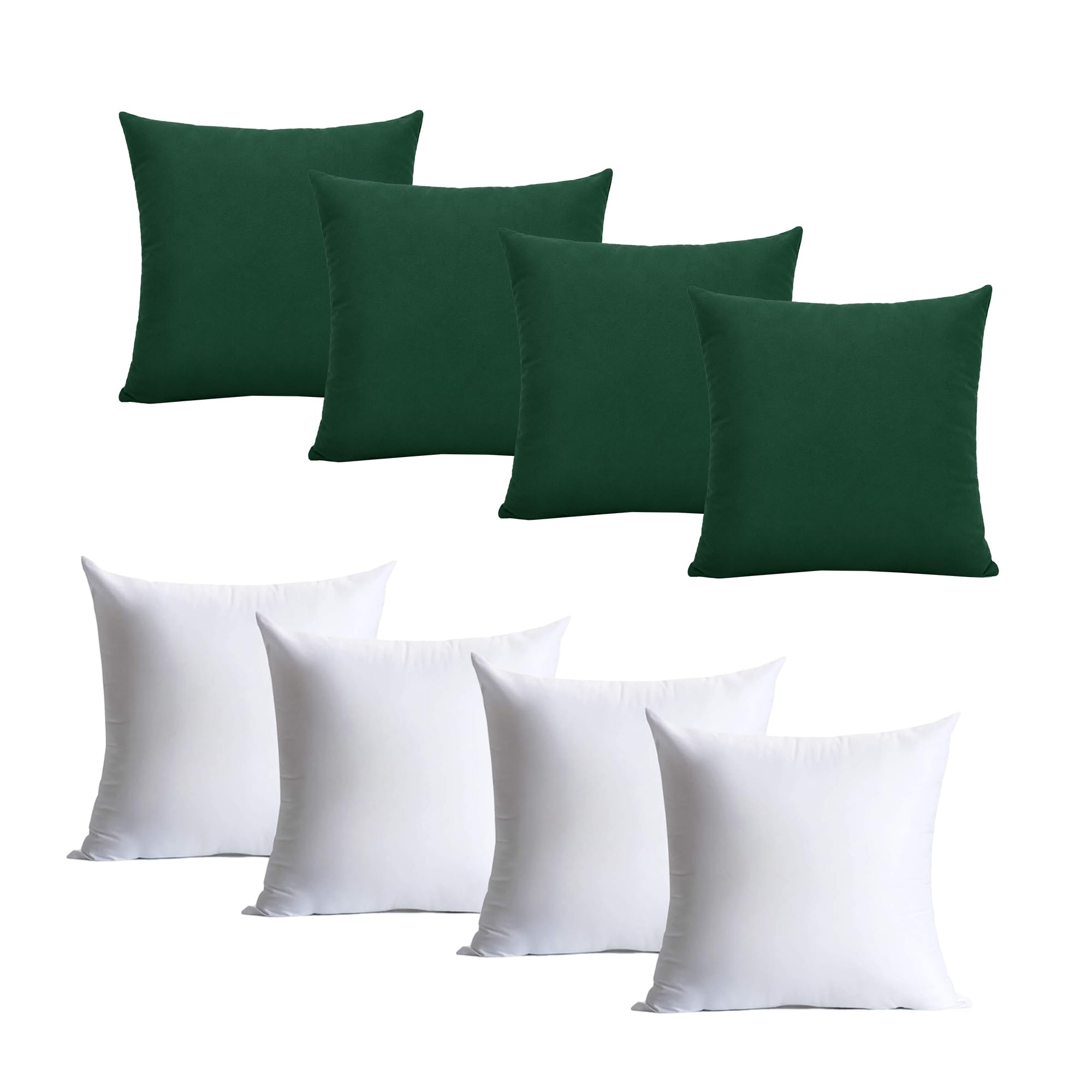 Hafaa Emerald Cushions with Covers Included Pack of 4, 40 x 40 cm Soft Microfiber Cushions, Decorative Throw Pillows with Hidden Zip Closure for Sofa, Bed, Living Room & Home Décor