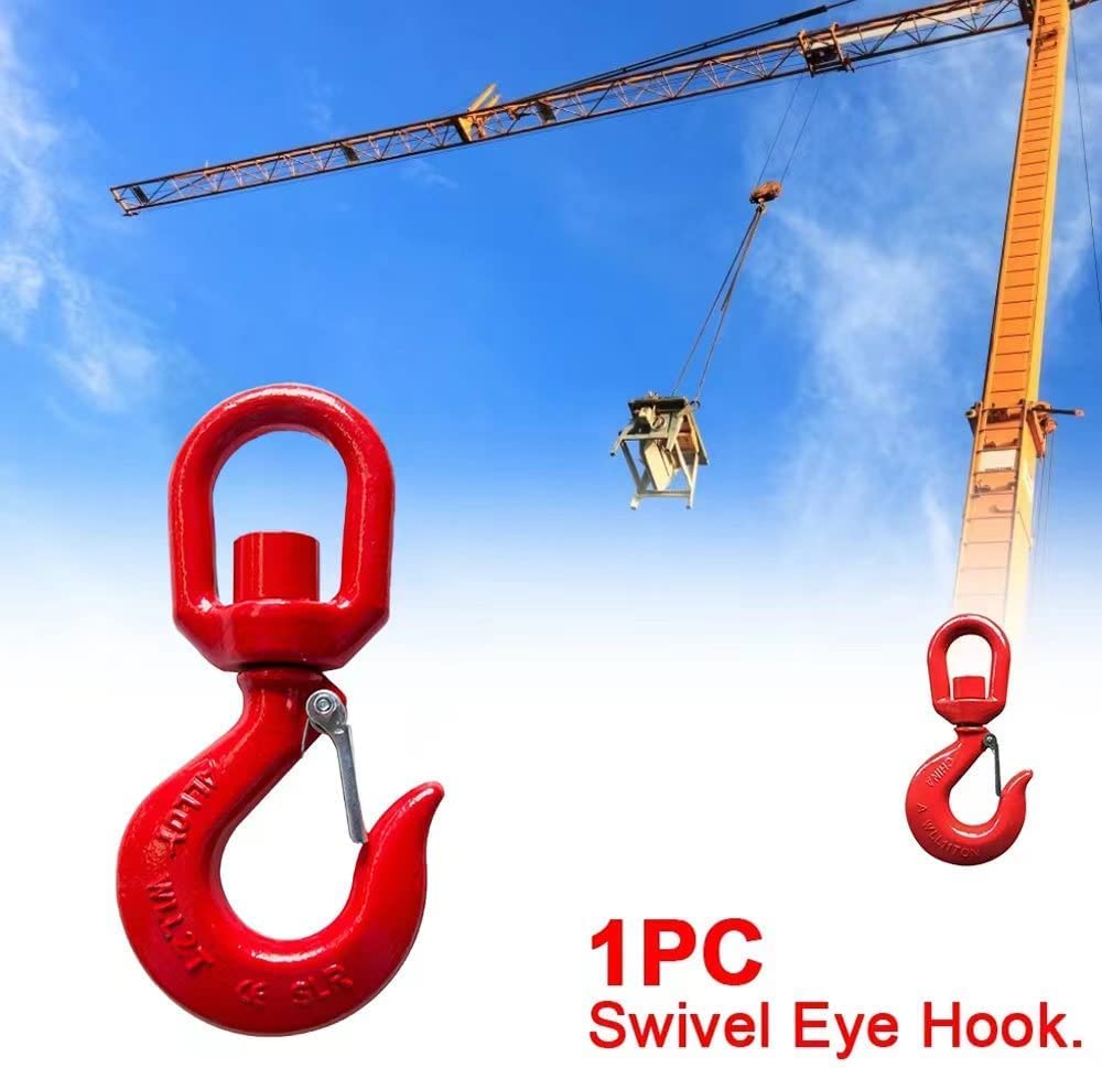 7 ton Swivel Hooks Heavy Duty for Lifting Forklift Swivel Lifting Hook with Latch,1" Swivel Hoist Hook Crane Hook 14400Lbs (7T)