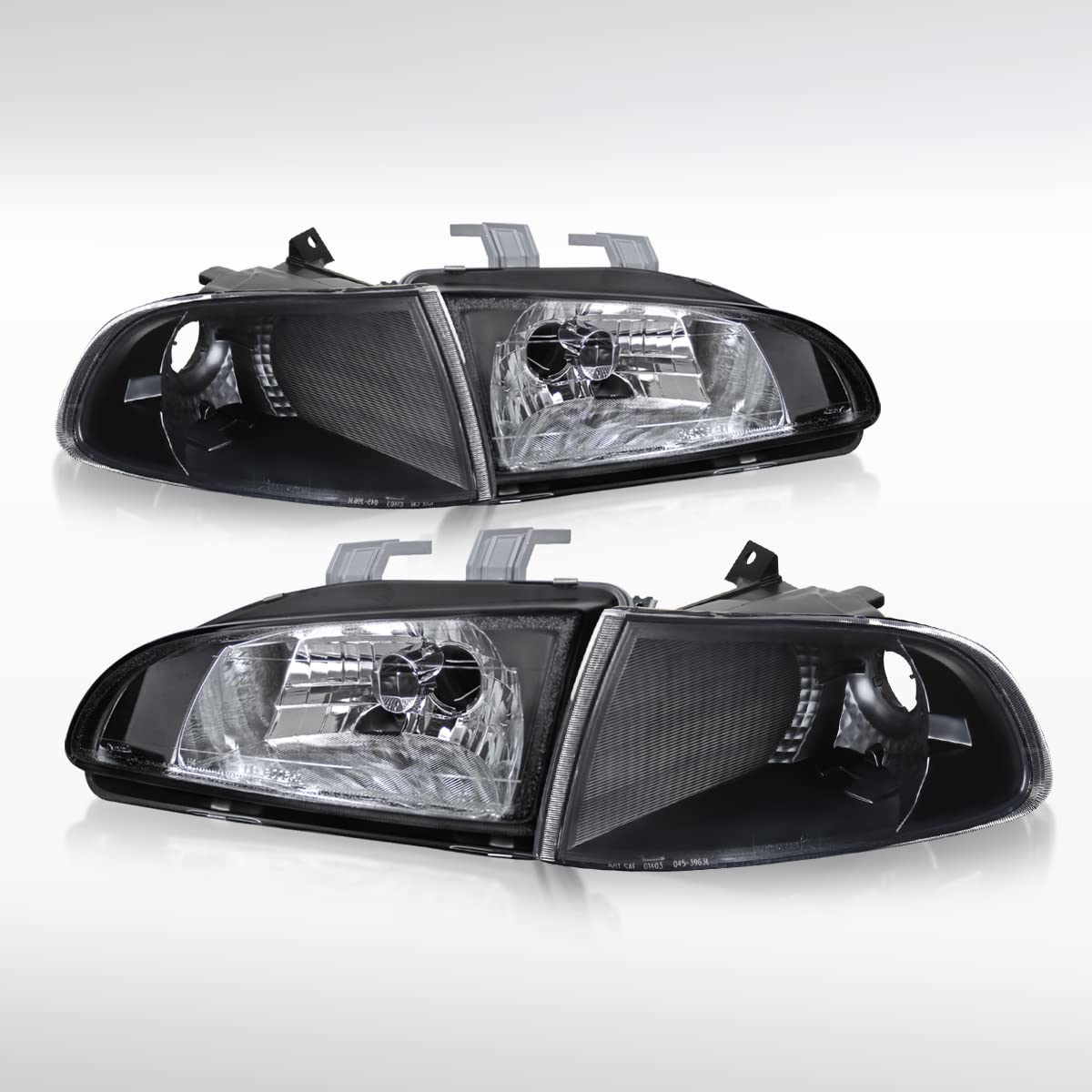 Autozensation Compatible with 1992-1995 Honda Civic 2 Door Coupe 1992-1995 Honda Civic 3 Door Hatchback Black Headlights + Corner Turn Signal Lamps