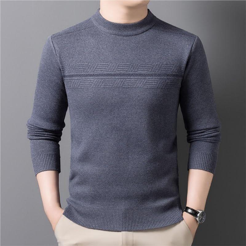 Knitted Long Sleeved Men's Solid Color Semi High Neck Knitted Sweater Casual Daily Sweaters