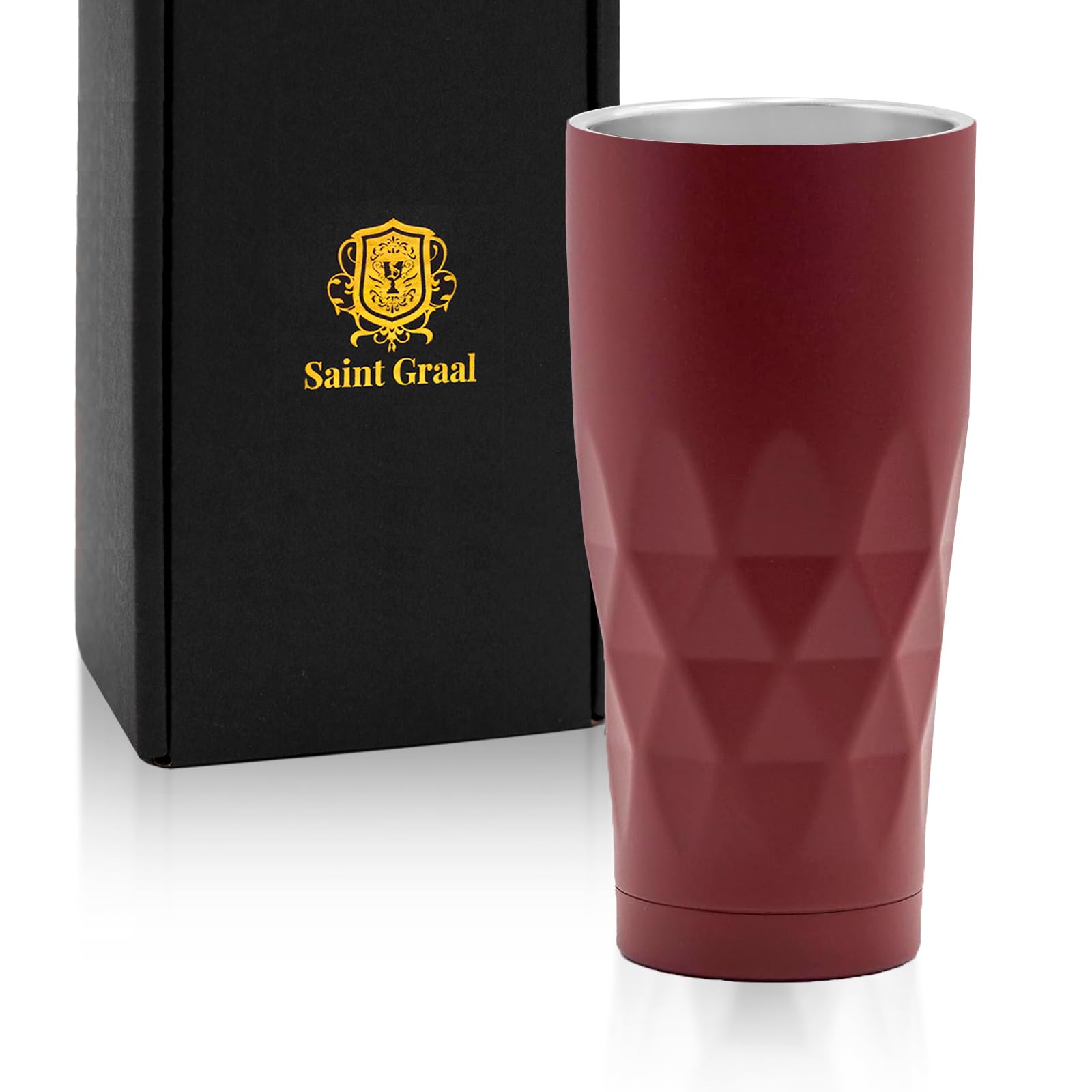 SaintGraal Vacuum Insulated Beer Stein Tumbler Stainless Steel 22oz Bordeaux Red