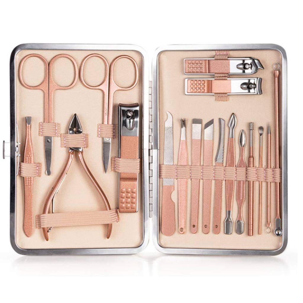 16 18PCS Nail Cutter Pedicure Scissors Set Stainless Steel Hook Portable Manicure Nail Clipper Tool Set Makeup Color