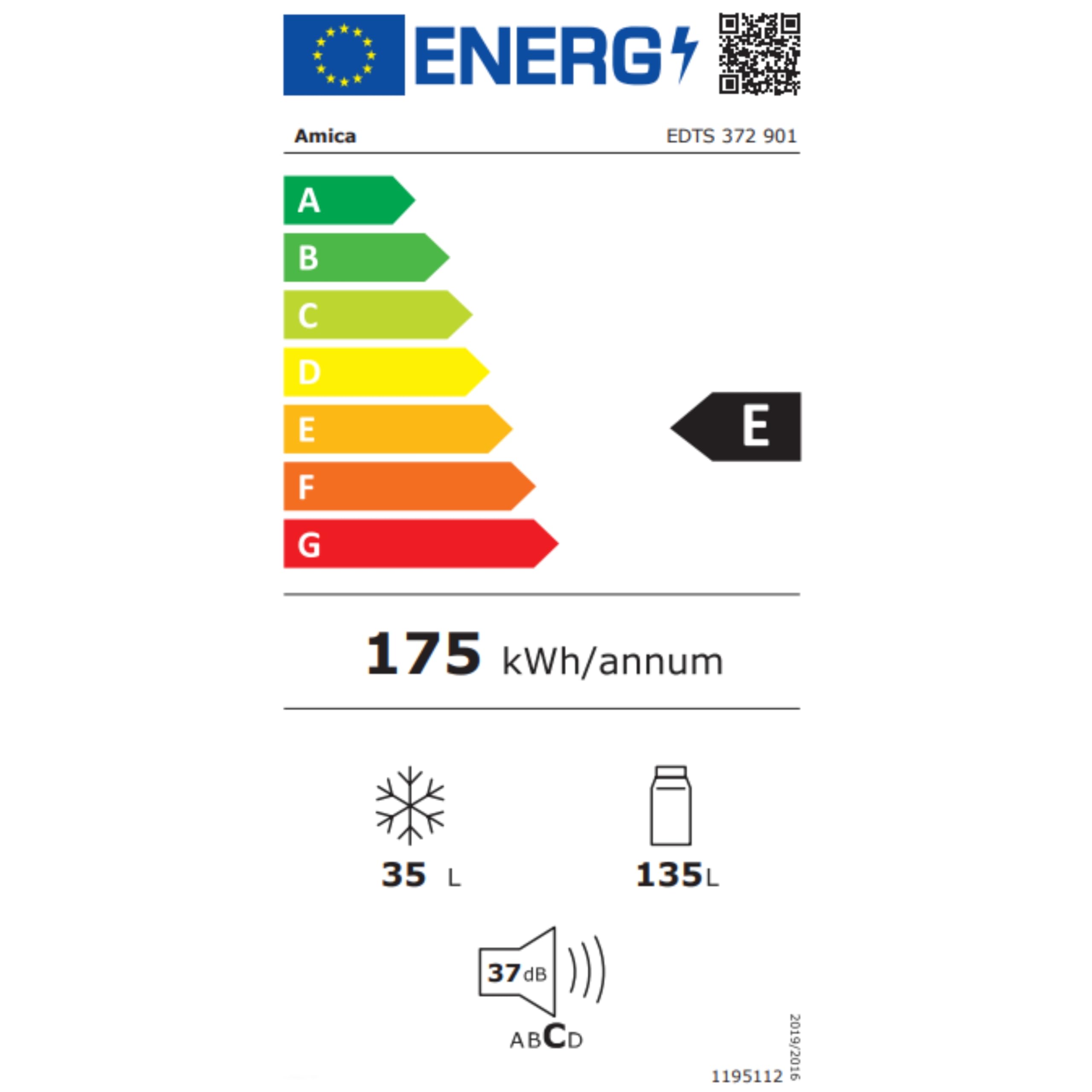 Amica Einbau Kühl Gefrierkombination Doppeltür mit Gefrierfach oben für 122 cm Nische, Schlepptür-Technik, Inverter Kompressor, elektronische Steuerung, Tür-Offen-Alarm