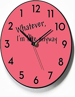 Reverse Wall Clock - Whatever I'm late anyway - Round Funny Clock - Backwards running Time - Counterclockwise Wall Clock - Office Decoration - Optional RGB LED 5V Backlit