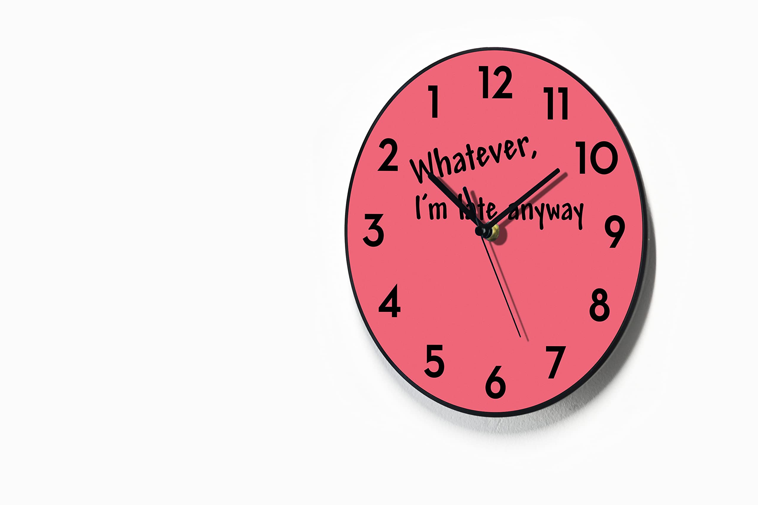 Reverse Wall Clock - Whatever I'm late anyway - Round Funny Clock - Backwards running Time - Counterclockwise Wall Clock - Office Decoration - Optional RGB LED 5V Backlit
