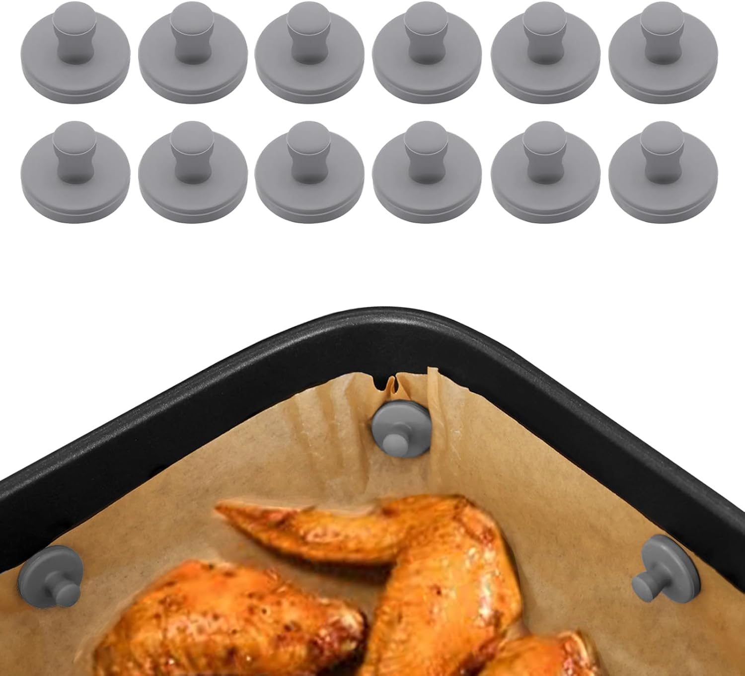 Air Fryer Magnet Silicone Buckle 12Pcs, Air Fryer Magnets for Parchment Paper, Heat-Resistant, Strong Magnetic Holds Baking Paper to Prevent Burning,Easy Install with Handles. Air Fryer Magnet Silicone Buckle 12Pcs, Air Fryer Magnets for Parchment Paper, Heat-Resistant, Strong Magnetic Holds Baking Paper to Prevent Burning,Easy Install with Handles.