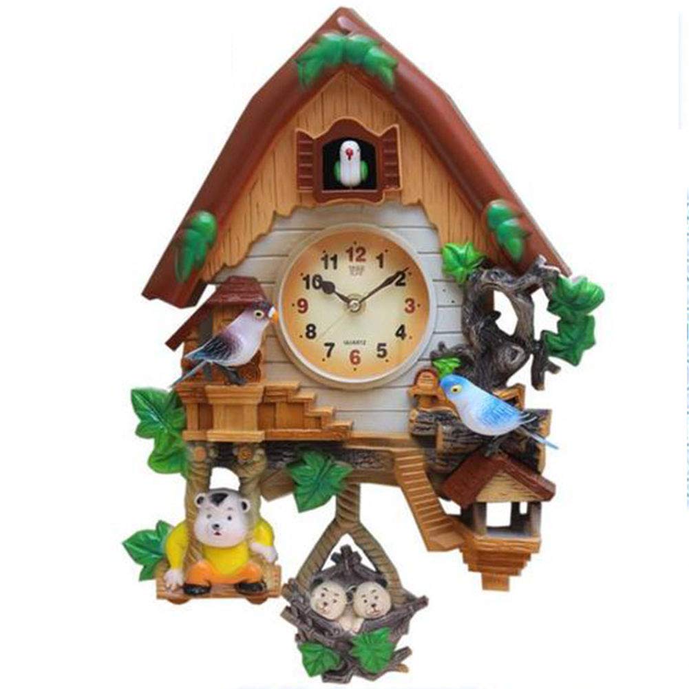 VHKJewE Battery Operated Chalet Style Cuckoo Pendulum Wall Clock With Light Sensor(A)