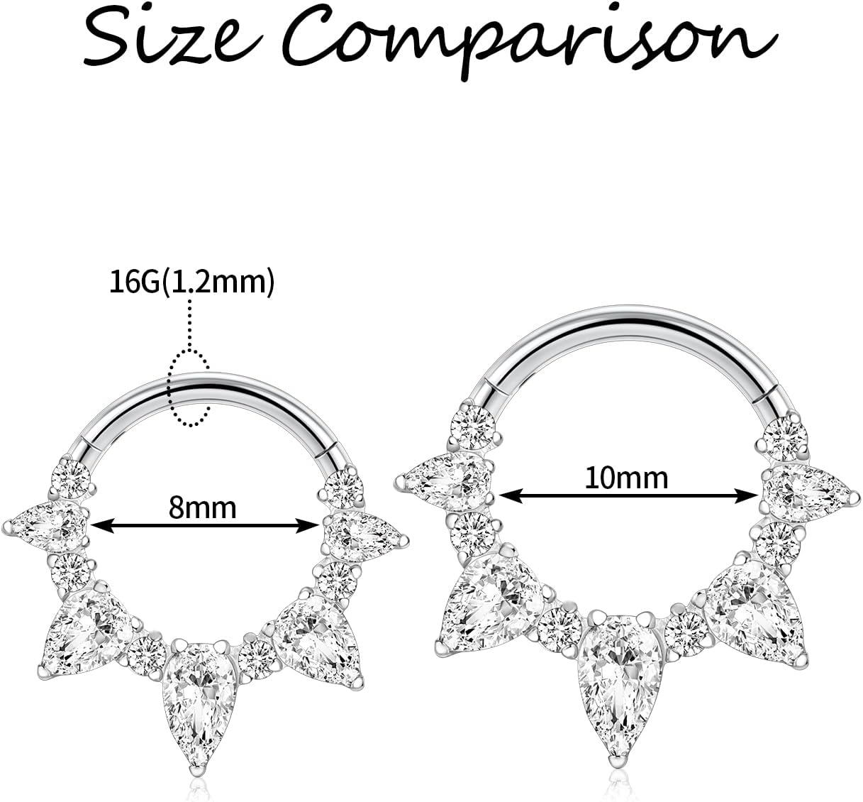 PEAKLINK 316L Surgical Steel Septum Ring Daith Earring 16G Rook Tragus Helix Conch Piercing Jewelry Cartilage Hoop Earring 8mm 10mm for Women Men - Image 2