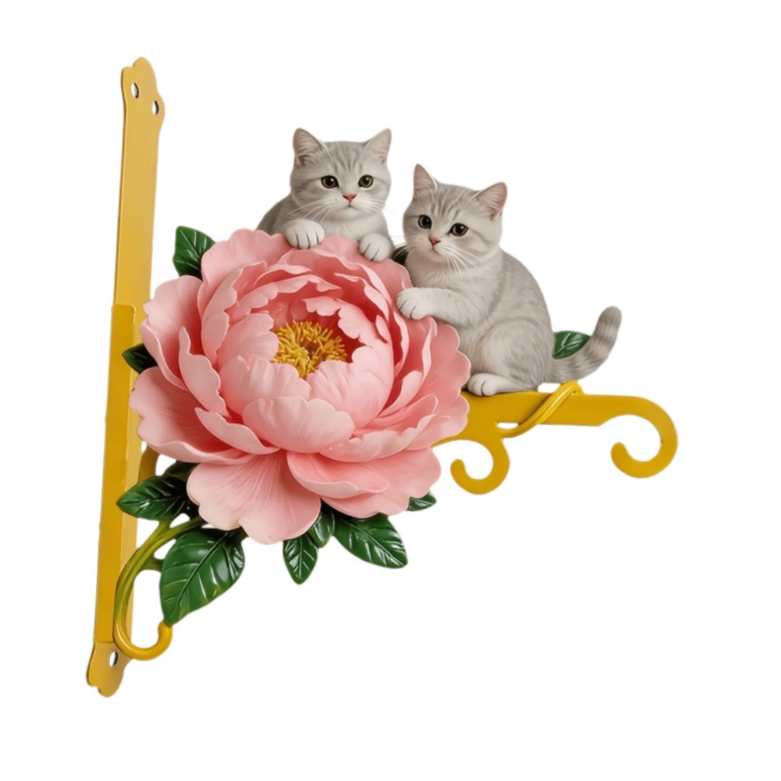 Gancho decorativo para maceta colgante que ahorra espacio en tu patio diseño gato 2D