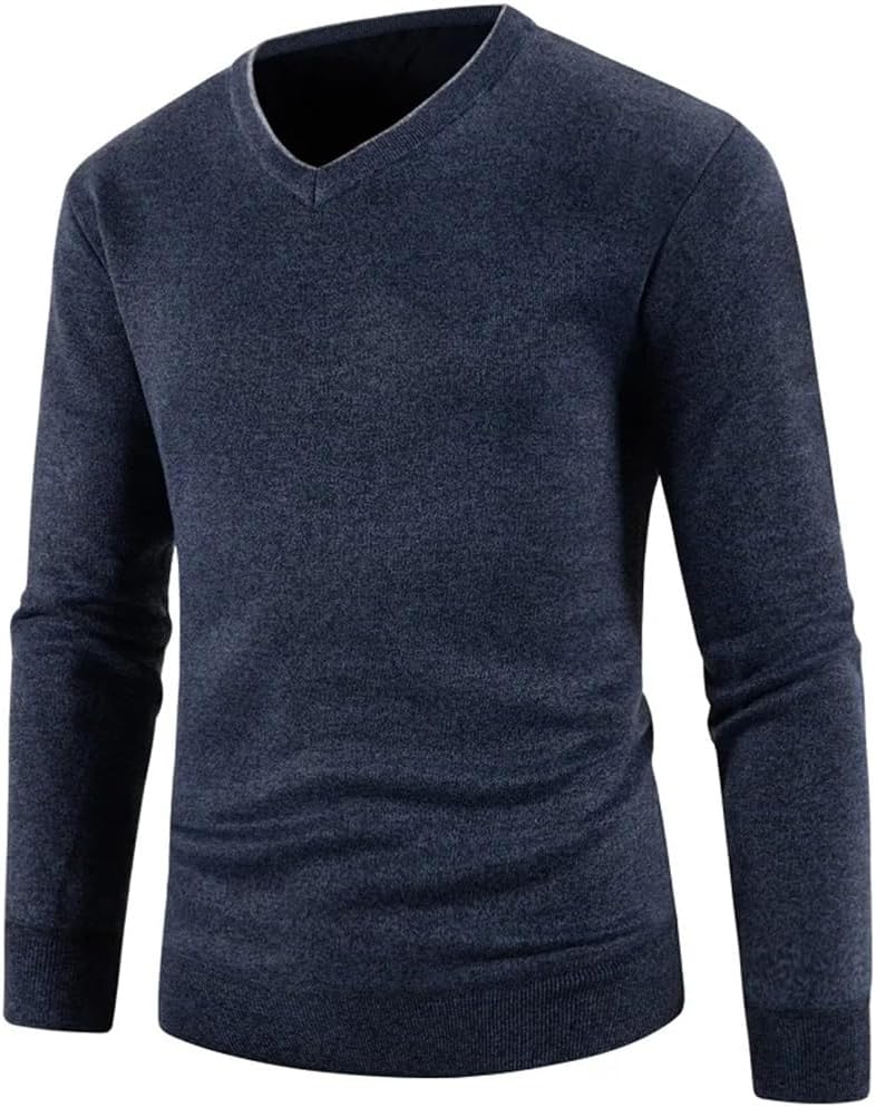 Men's Sweater V-Neck Pullover Cashmere Blend Knit Sweater Spring Winter Men's Wool Knit Sweater
