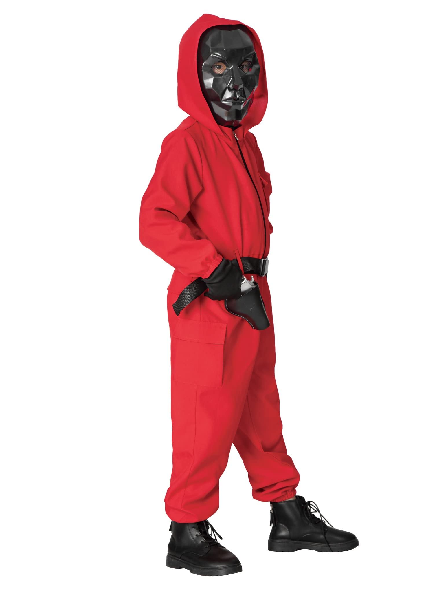 Maskworld - Korean Game Aufseher Kostüm für Kinder - Roter Overall ohne Maske - 168 - Verkleidung Karneval Halloween Motto-Party